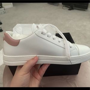 pink and white prada sneakers